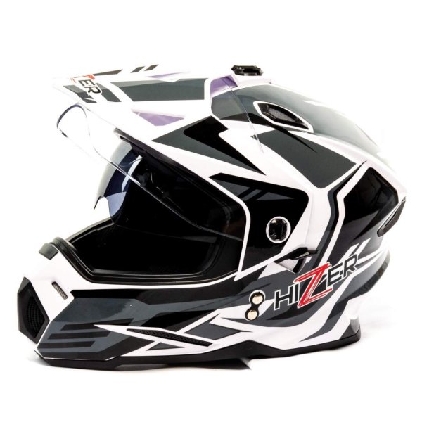 Шлем мото мотард HIZER J6802 #4 (L) white/gray (2 визора)