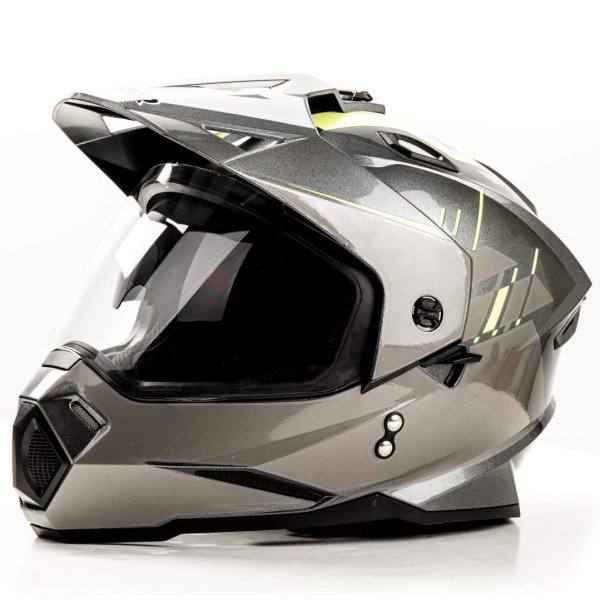 Шлем мото мотард HIZER J6802 #1 (XL) gray/lemon (2 визора)