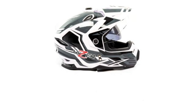 Шлем мото мотард HIZER J6802 #4 (S) white/gray (2 визора)